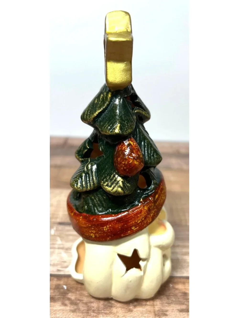 Ceramic Christmas Tree Santa Tea light Candle Holder Festive Decor